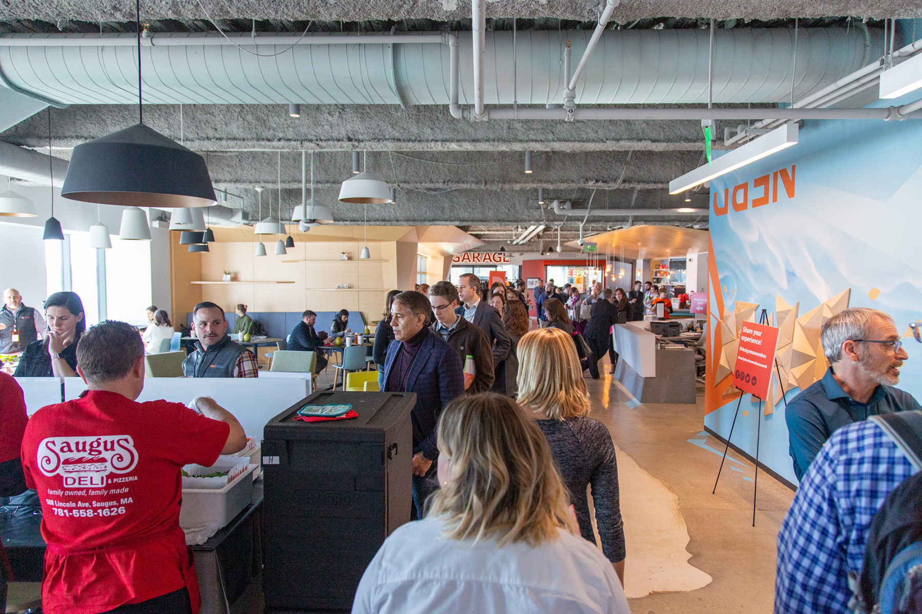 crowd in a room