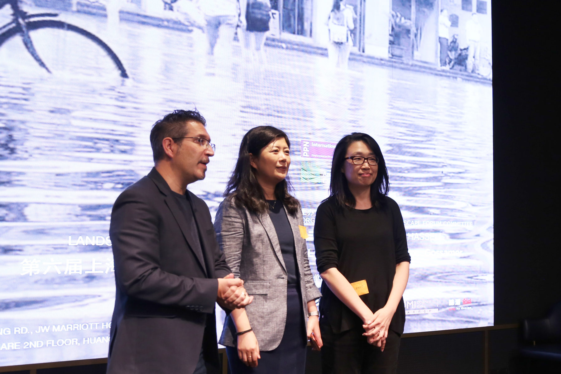 Sasaki Principal Dou Zhang with two other panelists at the event.
