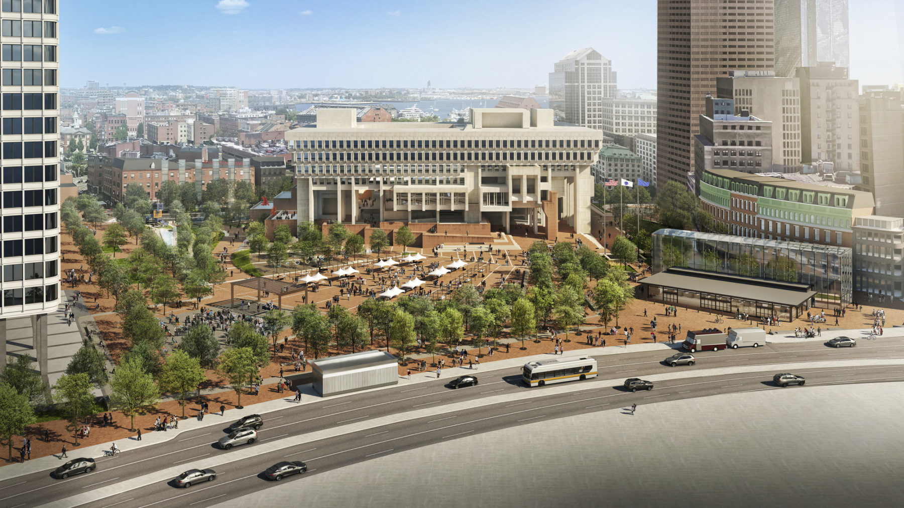 Rendering of boston city hall plaza