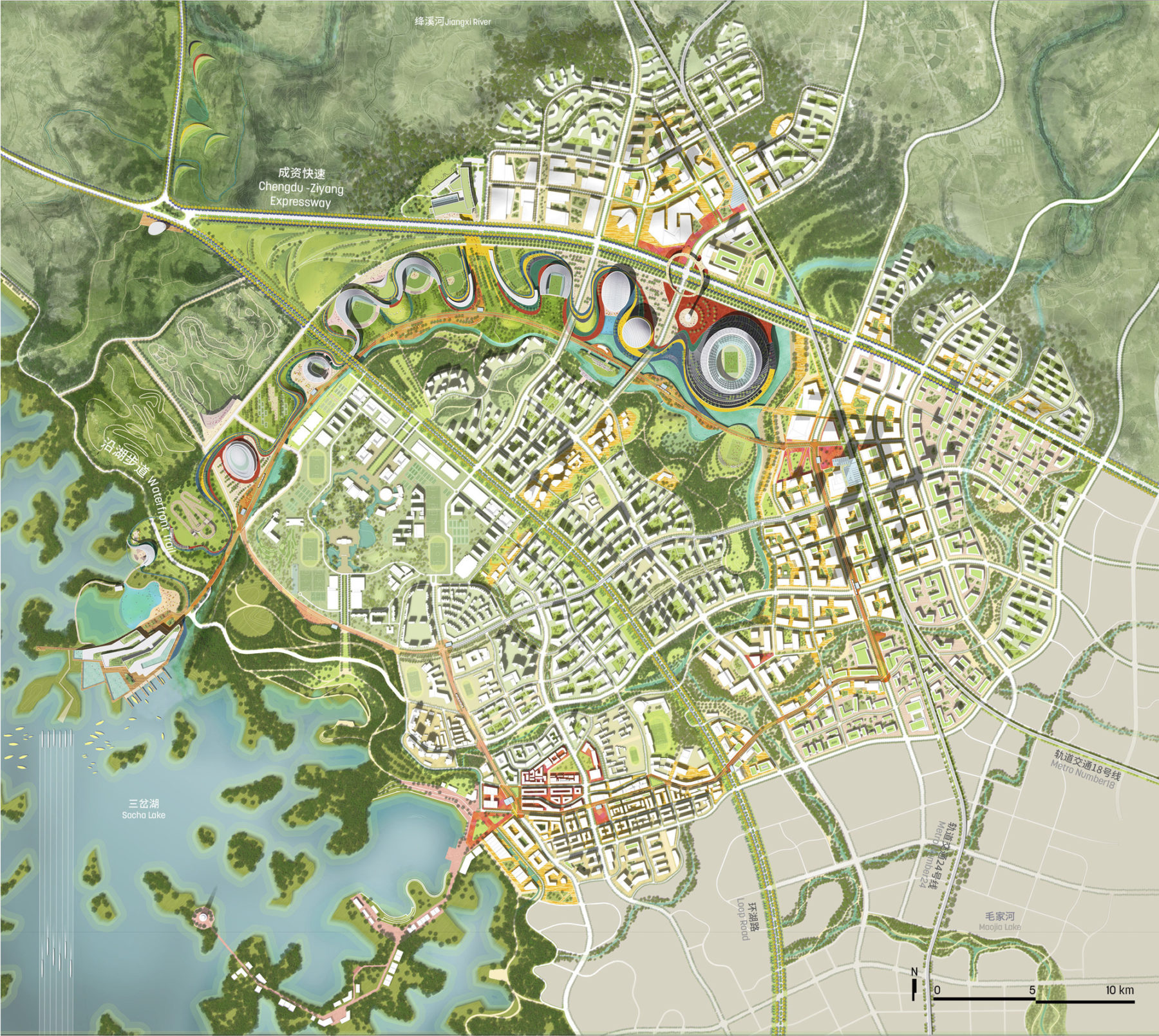 Diagram displaying Chengdu Tianfu Olympic City