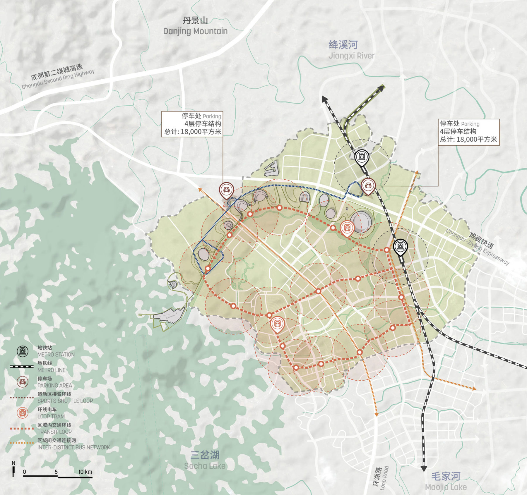 Diagram displaying Chengdu Tianfu Olympic City