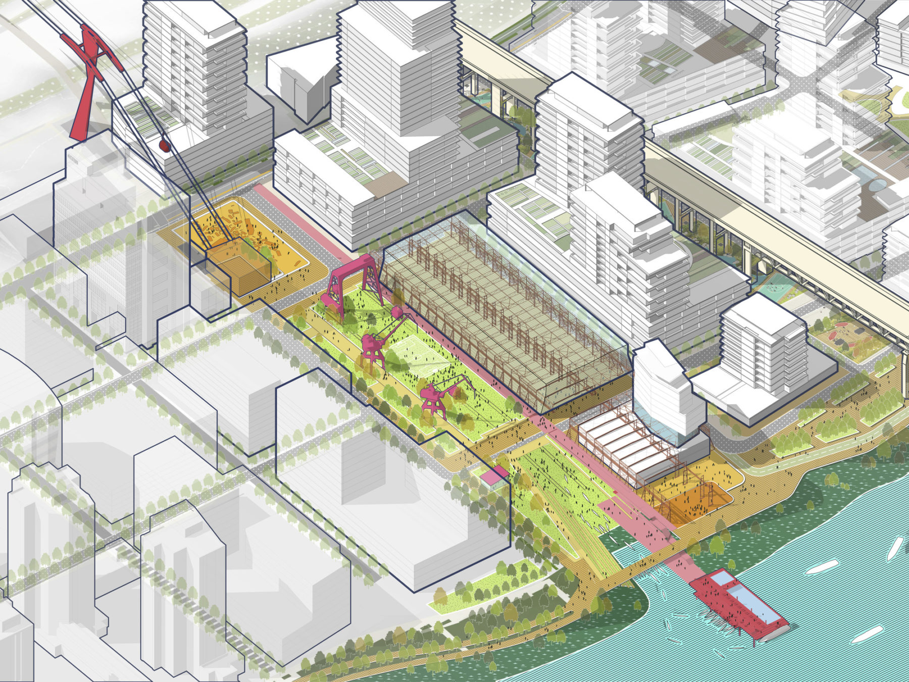 Diagram of open space incorporated into the new Zidell Yards plan