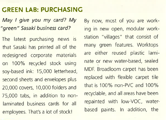 newsletter section about new, sustainable business cards