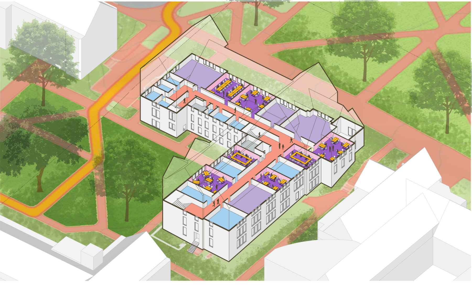 Axon diagram of 2nd floor