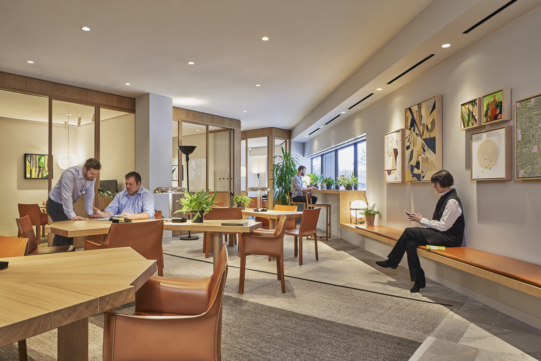 investor center lobby with workers throughout