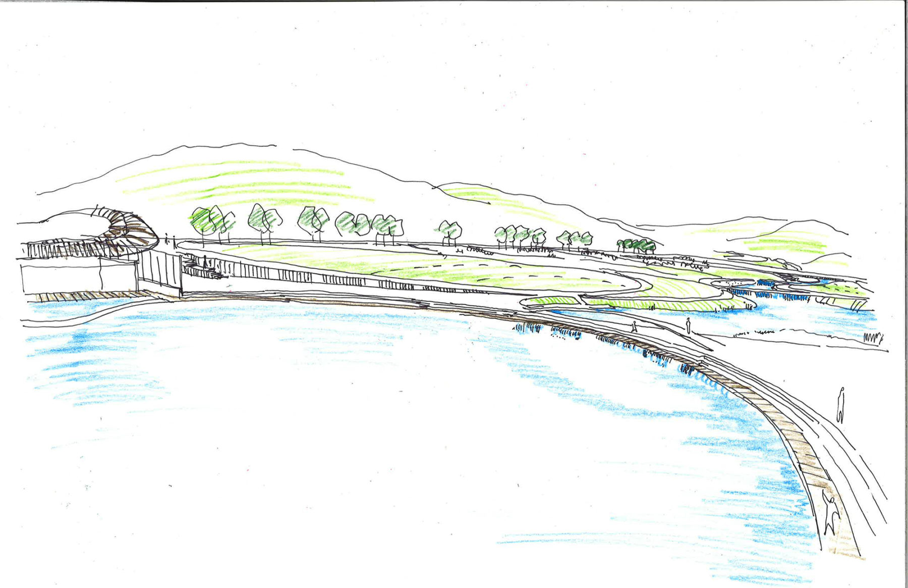 interpretive sketch of elevated walkway