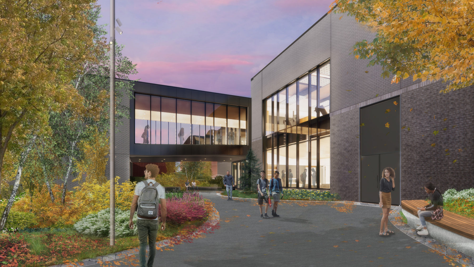 dusk rendering of skywalk connector and bridge