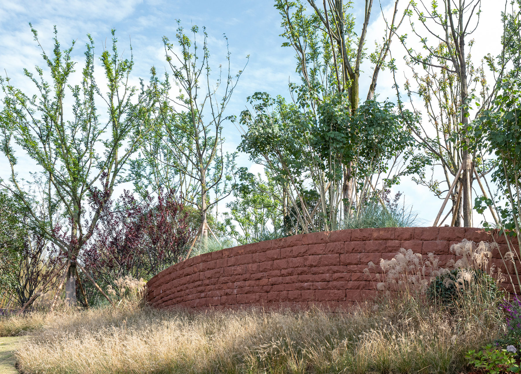 built red sandstone stone wall