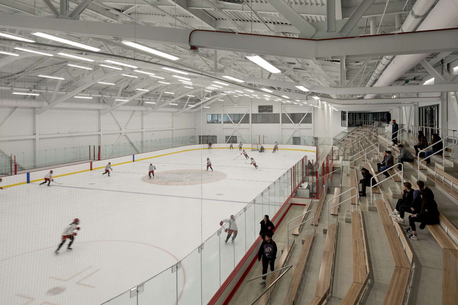 Interior photograph of ice hockey arena