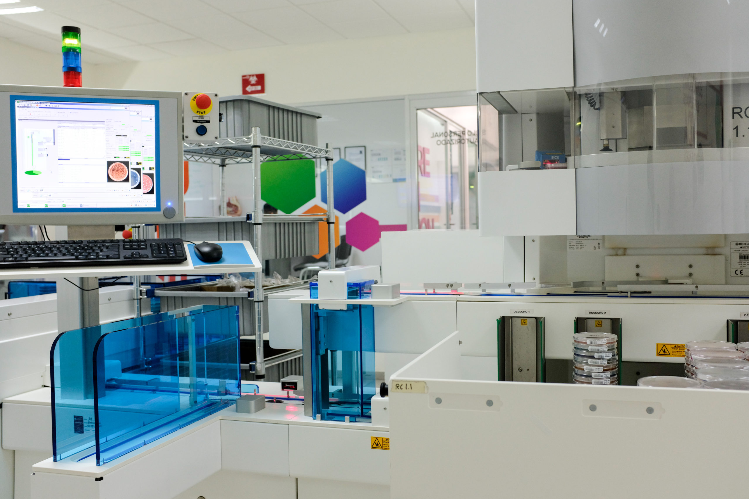 Lab space with computer screen in foreground