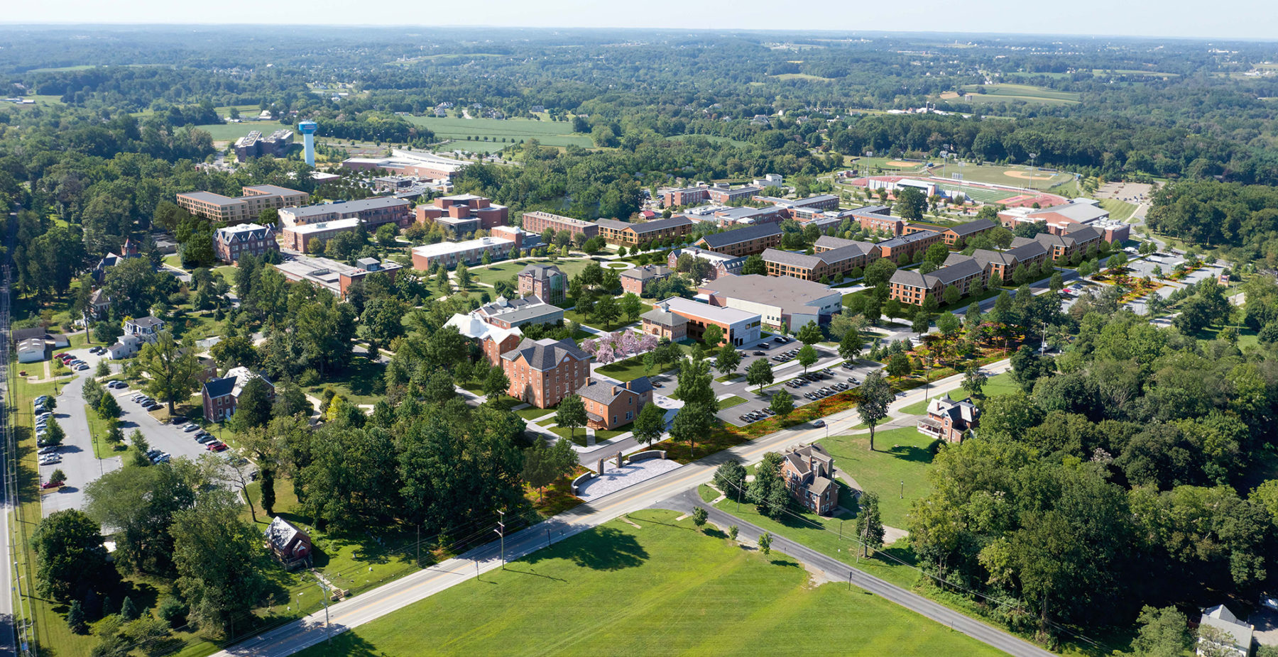 aerial photo of campus