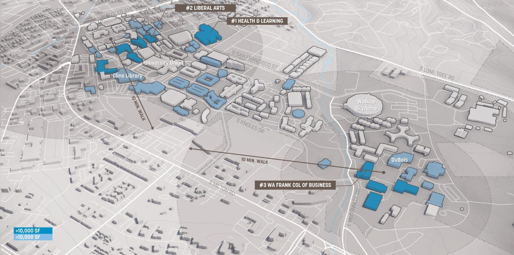 map showing campus space plan