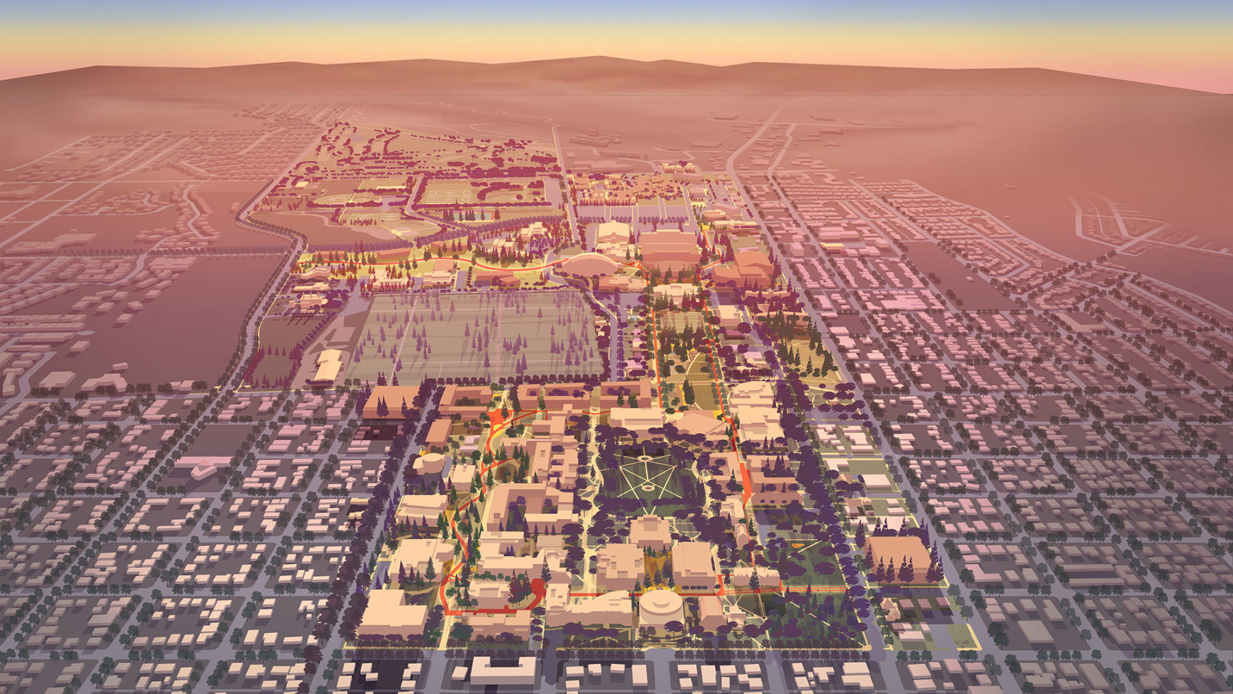 aerial rendering of campus