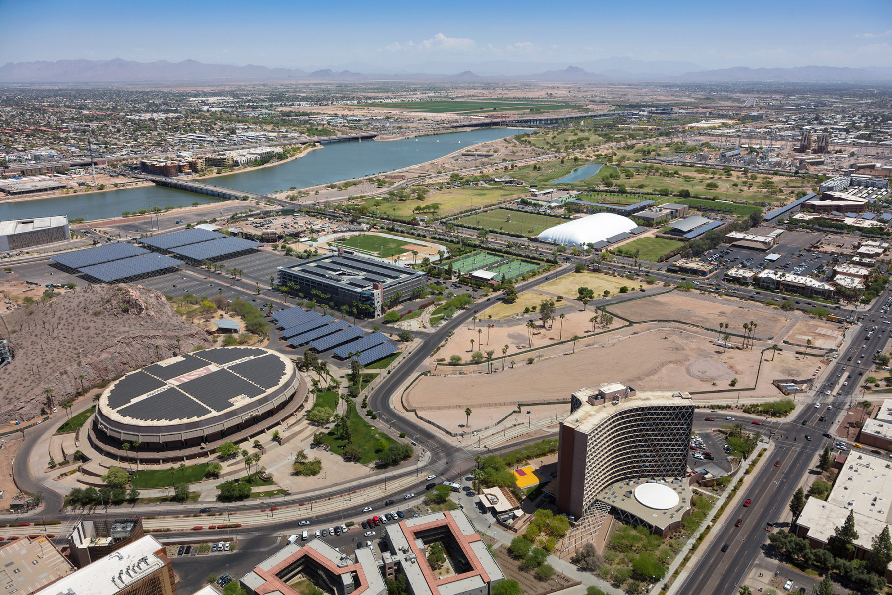 Aerial perspective of existing site area