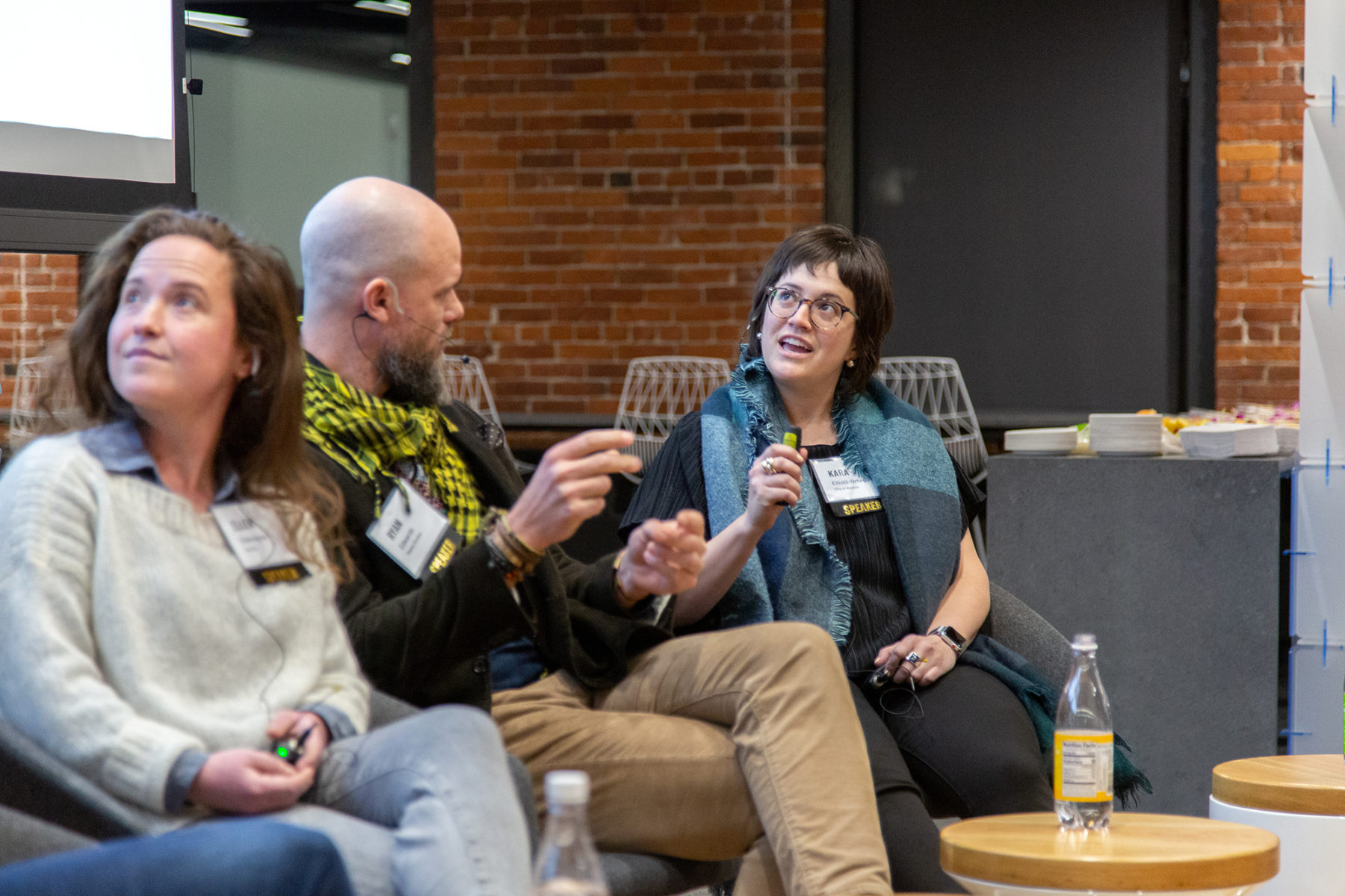 woman speaking on a panel