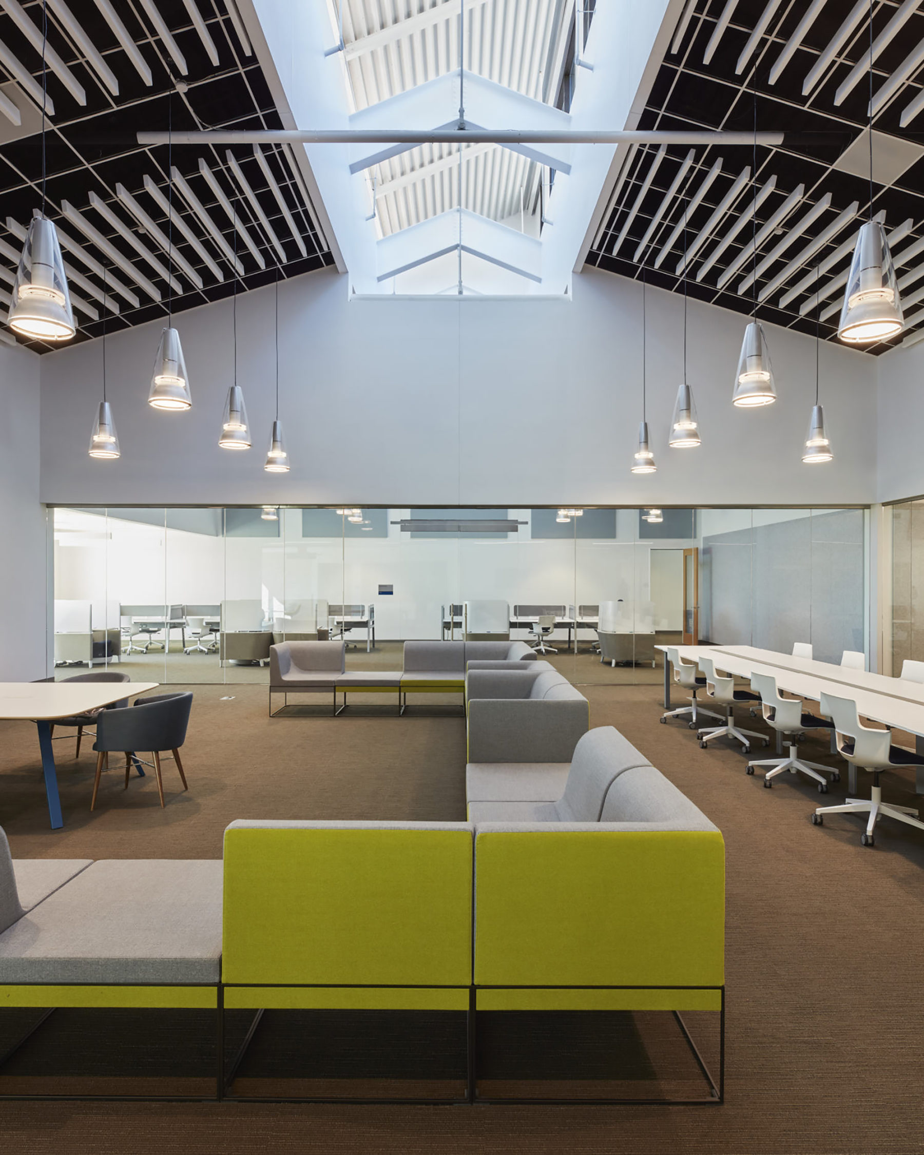 clerestory windows stream light into library