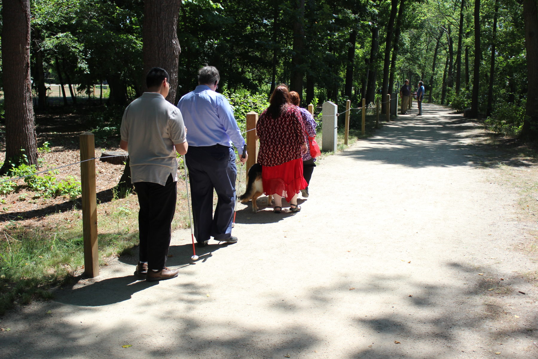 people using wire to navigate the new trail