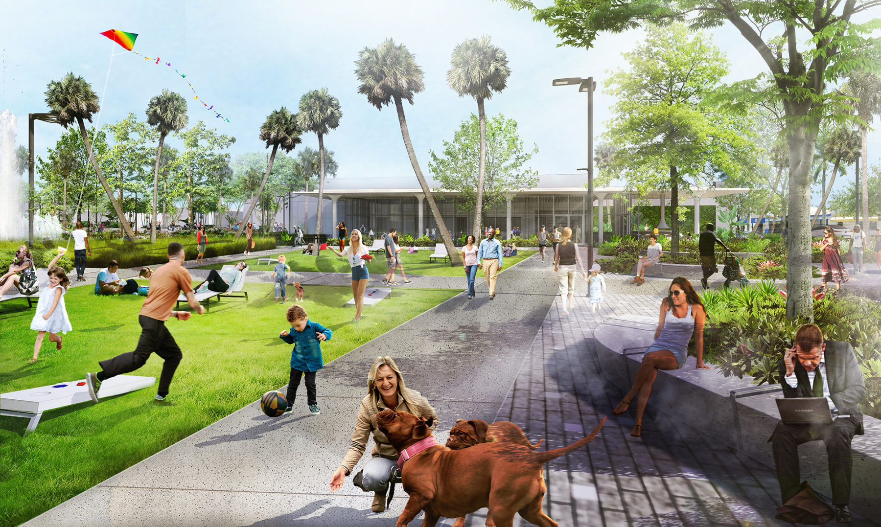 perspective rendering of park green space