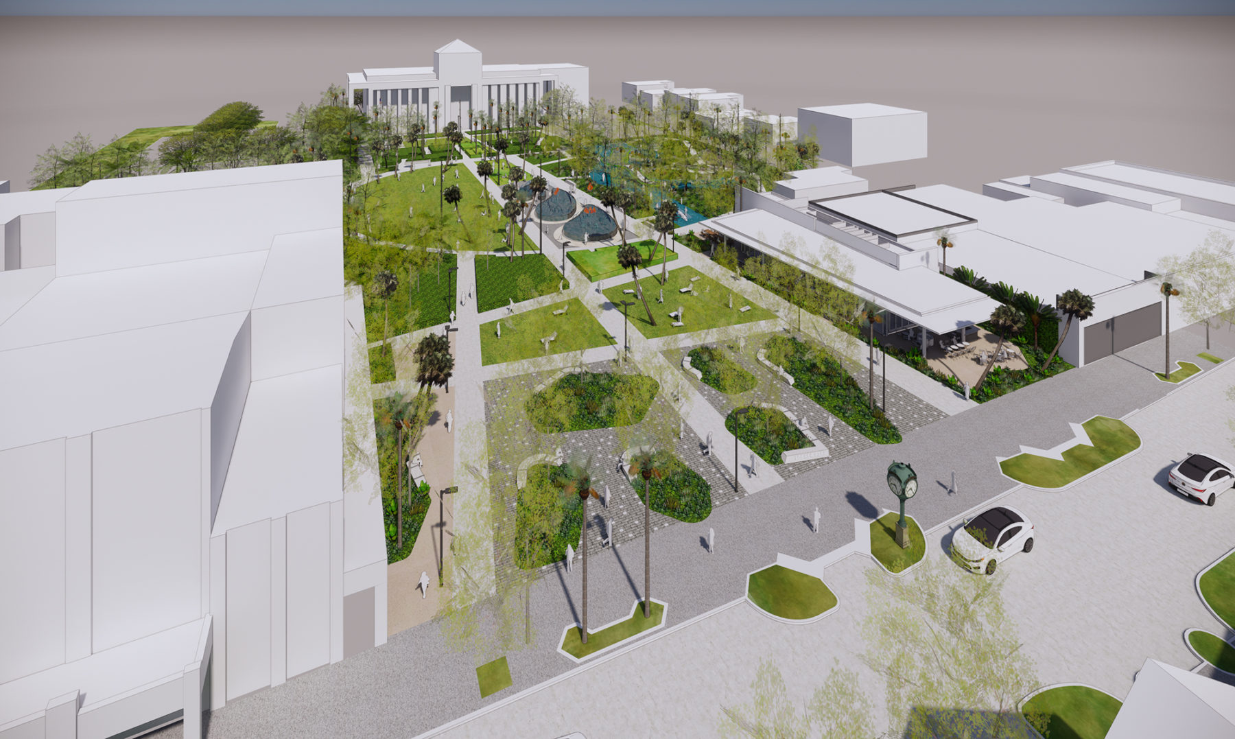 elevated rendering of green connector and quad