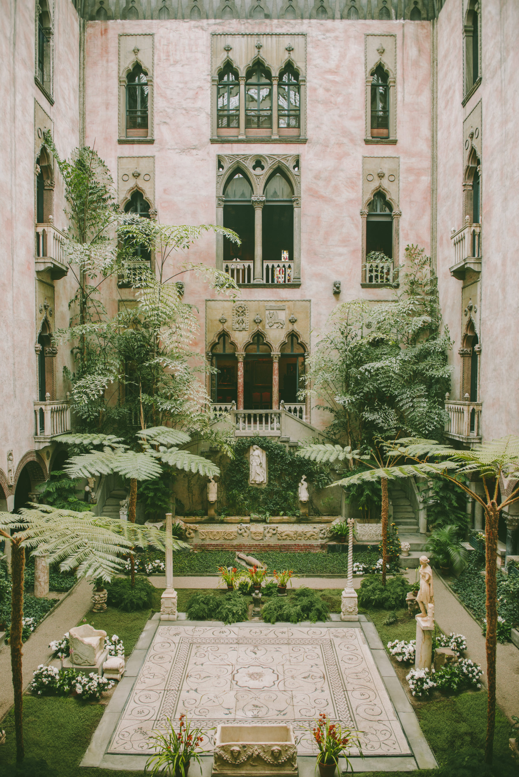 Photo of courtyard of Isabella Stuart Gardner Museum