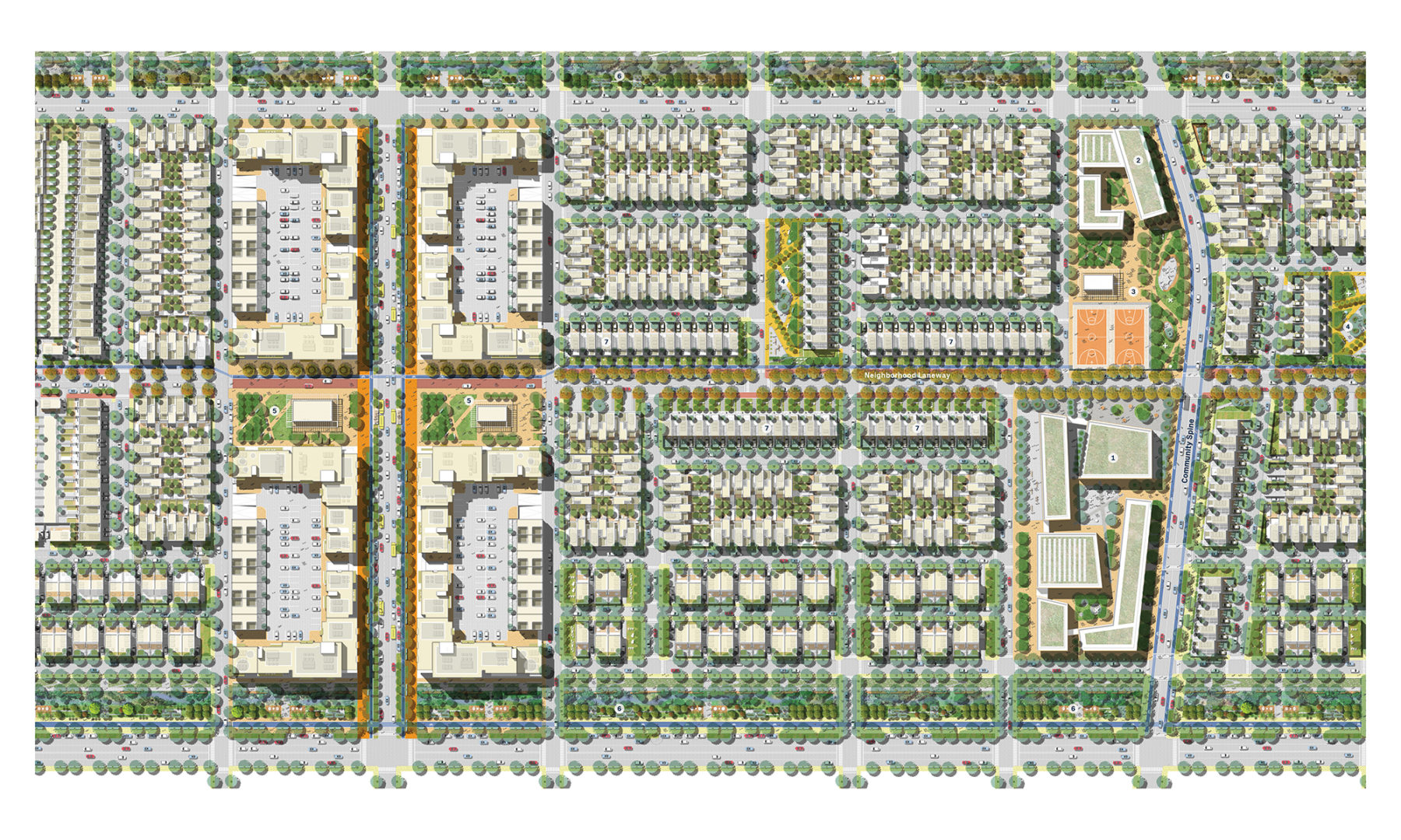 zoomed in plan view of housing blocks