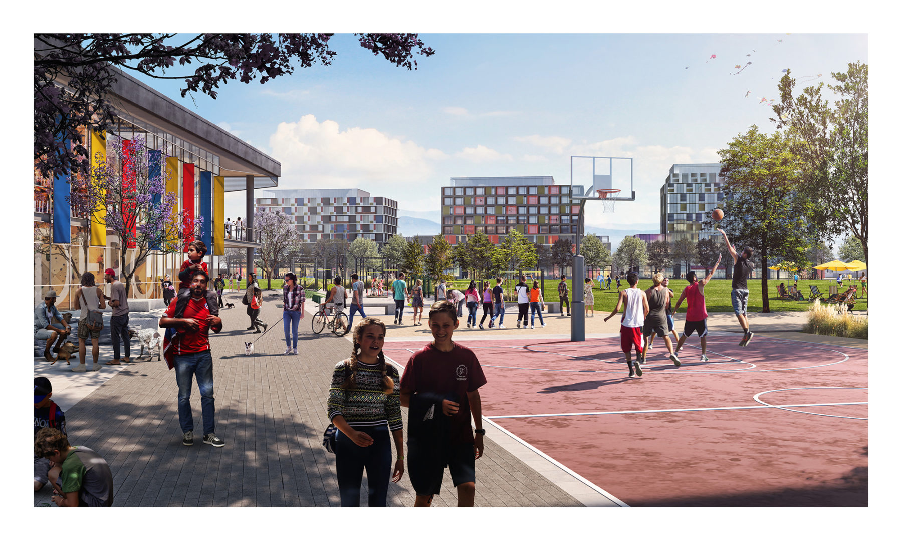 perspective rendering of sports center area