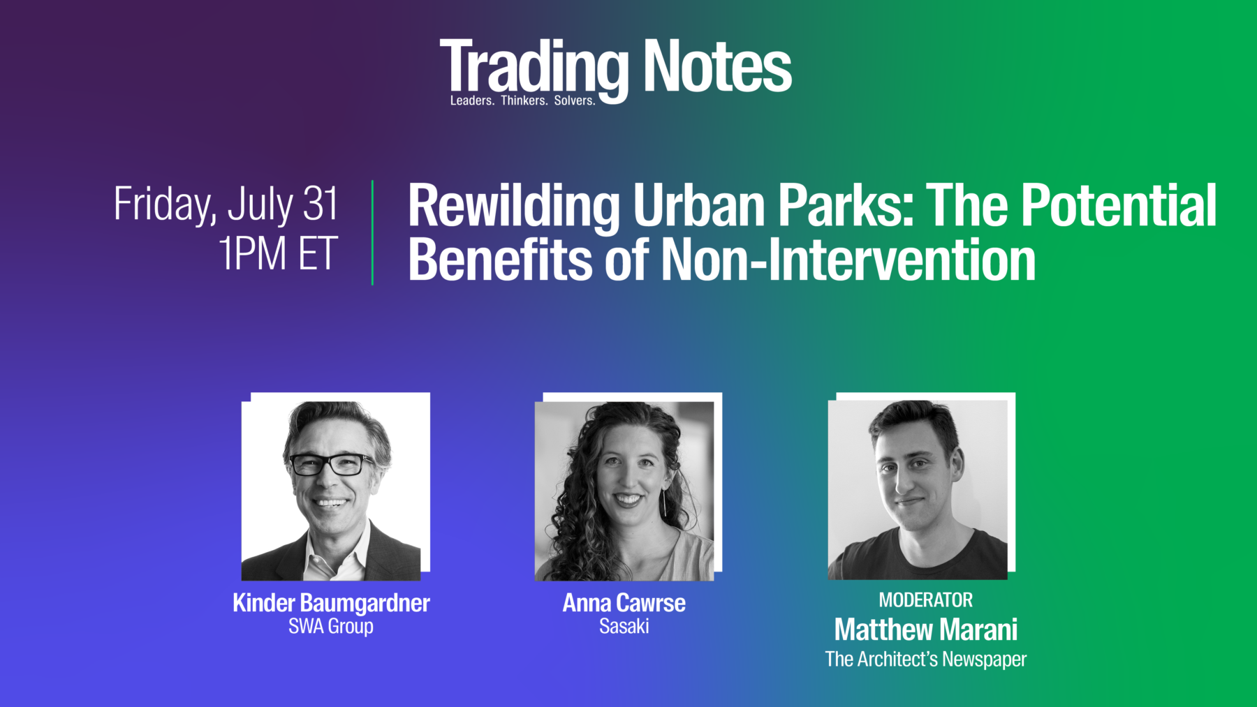 Post that reads: Trading Notes: Rewilding Urban Parks, The Benefits of Non-Intervention