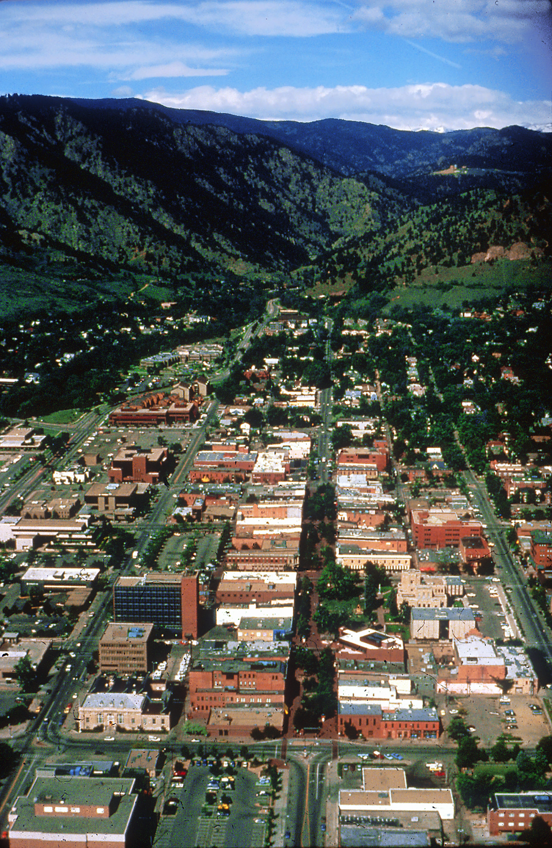 aerial photo of the street looking towards the mountatins