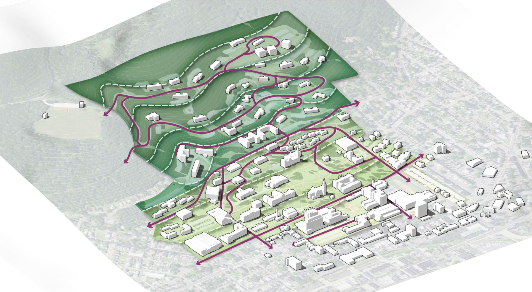 aerial diagram of horizontal campus zones