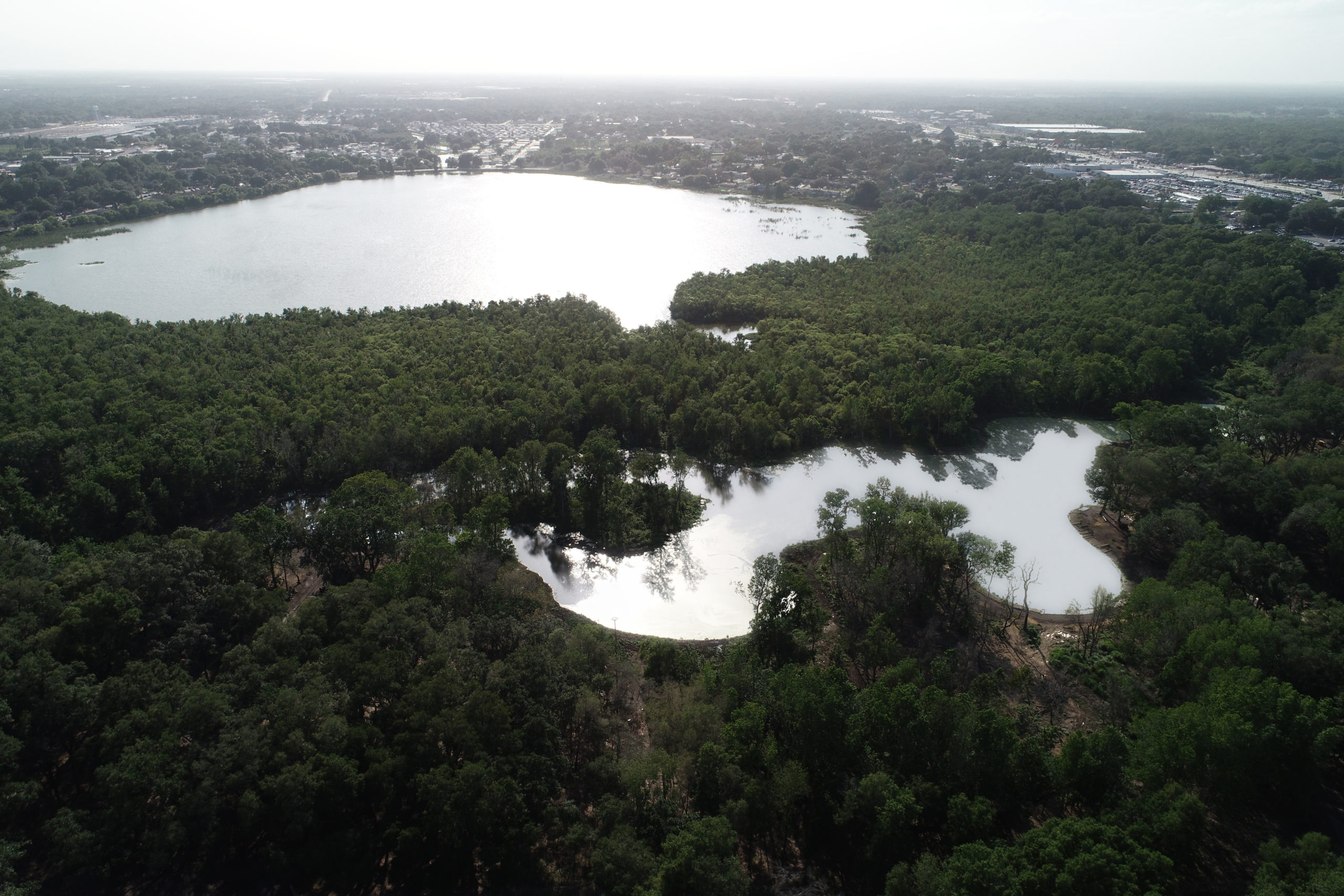 aerial photo of a large lagoon