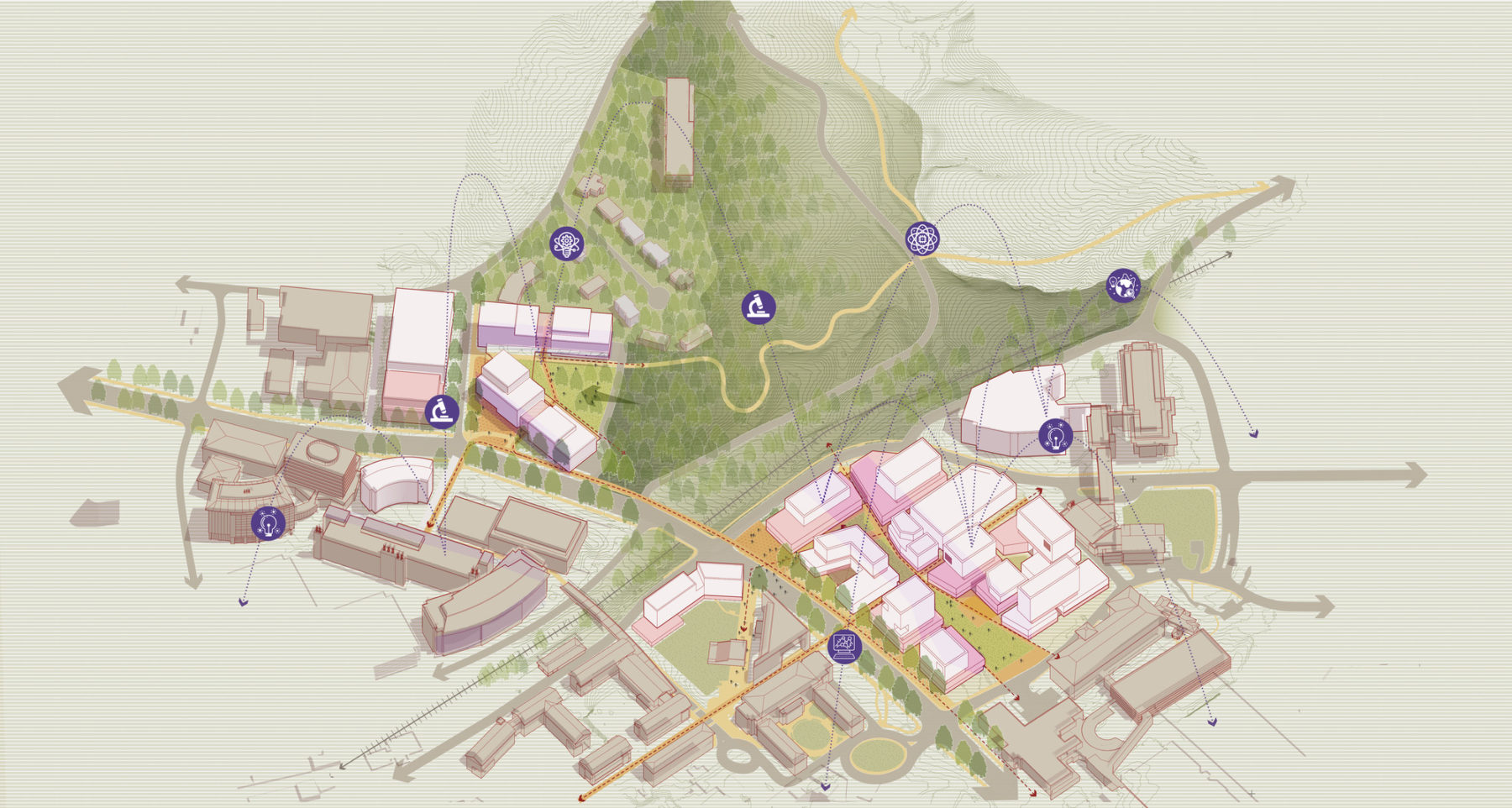 aerial diagram of campus