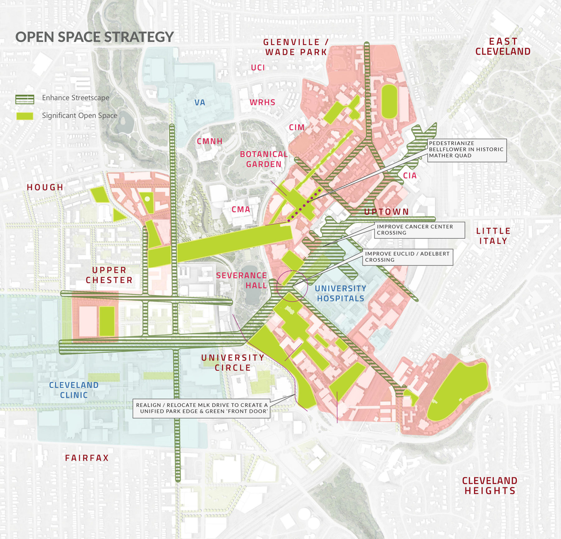 plan diagram that outlines the projects open space strategy