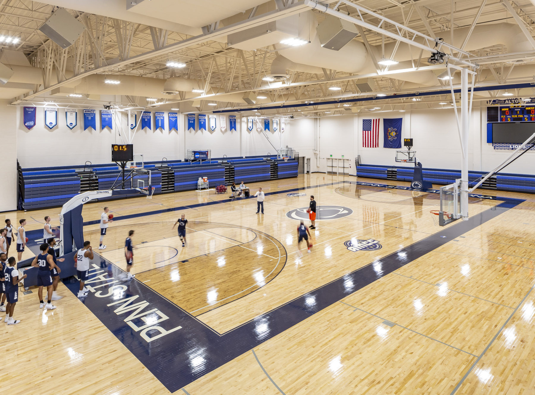 interior elevated view of basketball gym