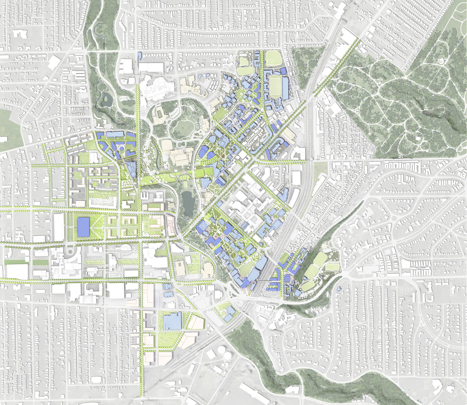 Illustrative plan drawing of the campus