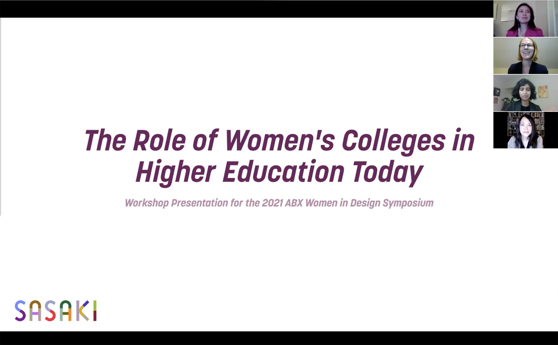 Screenshot of presentation title slide with images of the presenters over zoom