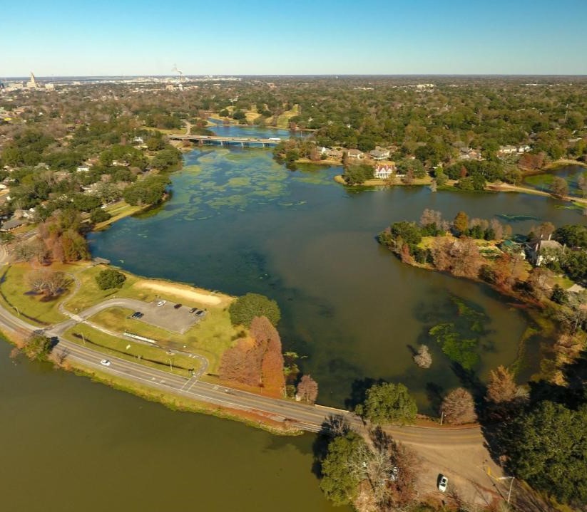Aerial photo of lake