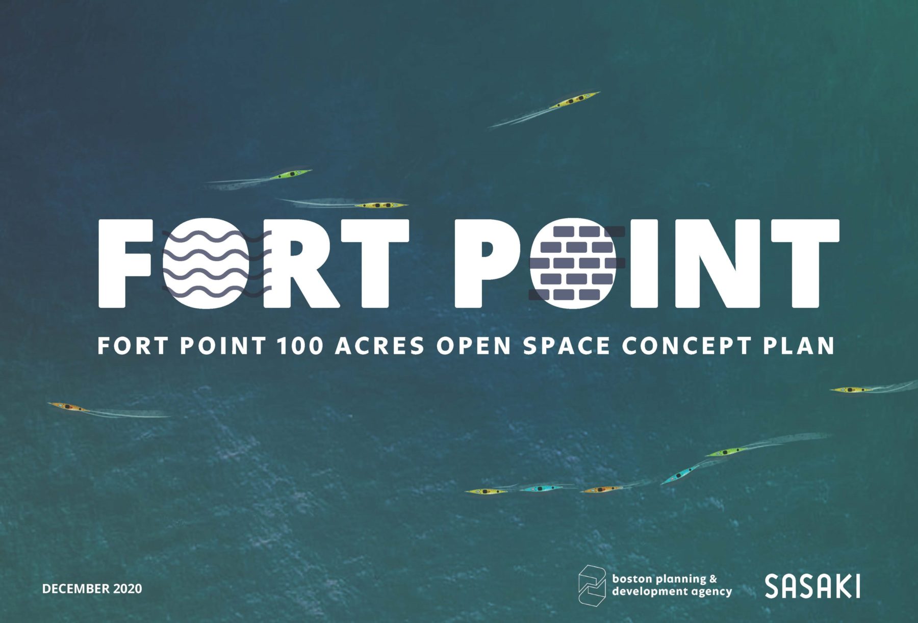 Graphic that says Fort Point 100 Acres Open Space Concept Plan
