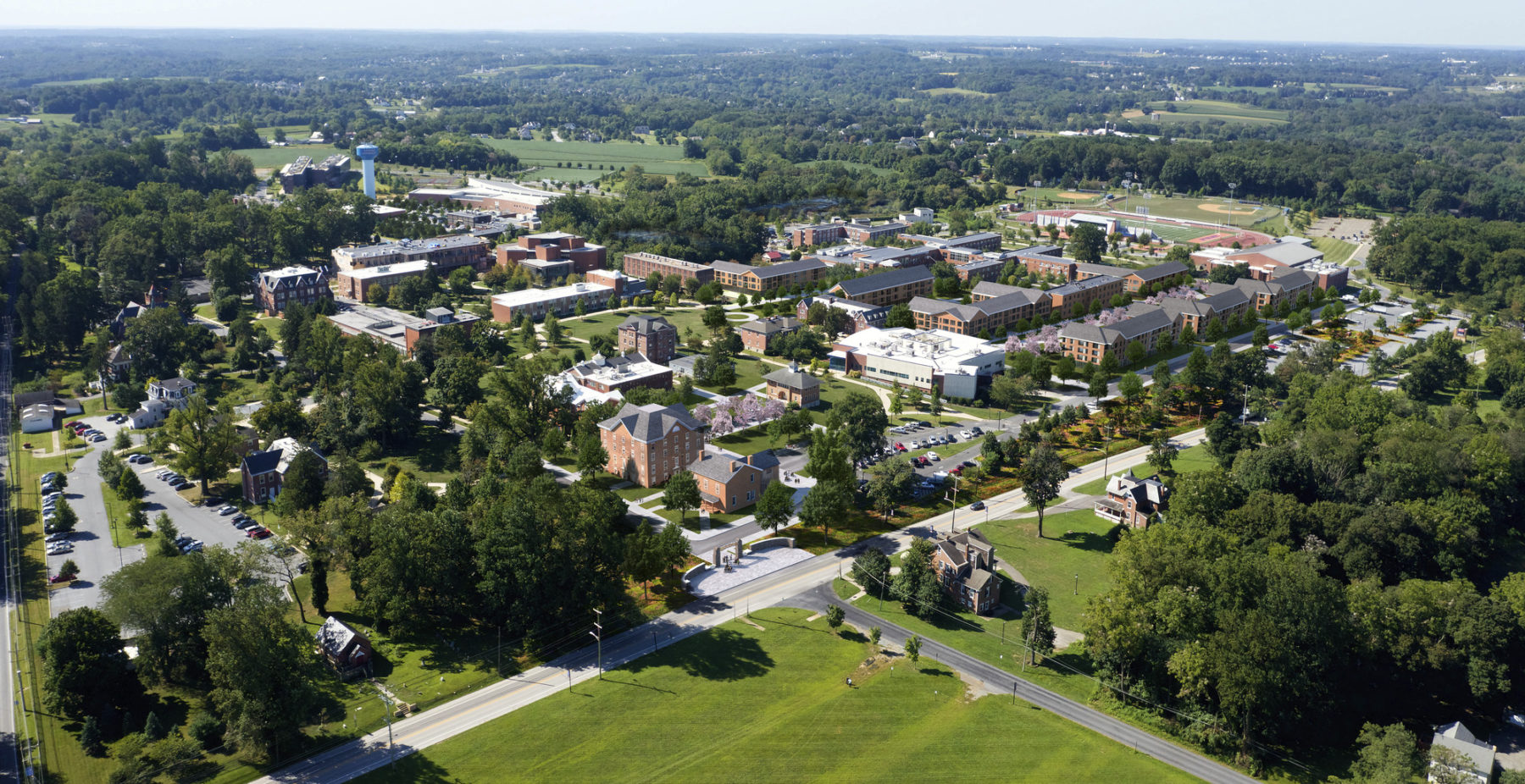 Aerial bird's eye rendering of the overall master plan vision