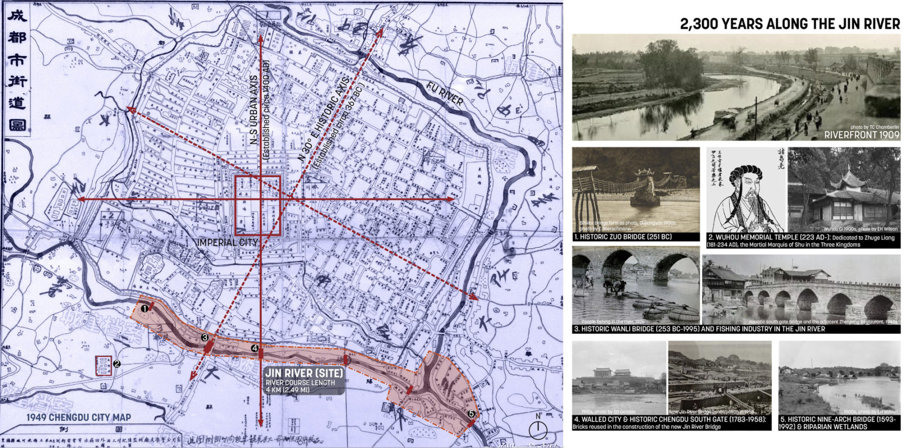 composite image with historic plan drawing on the left and a collection of historic images on the right. title reads 