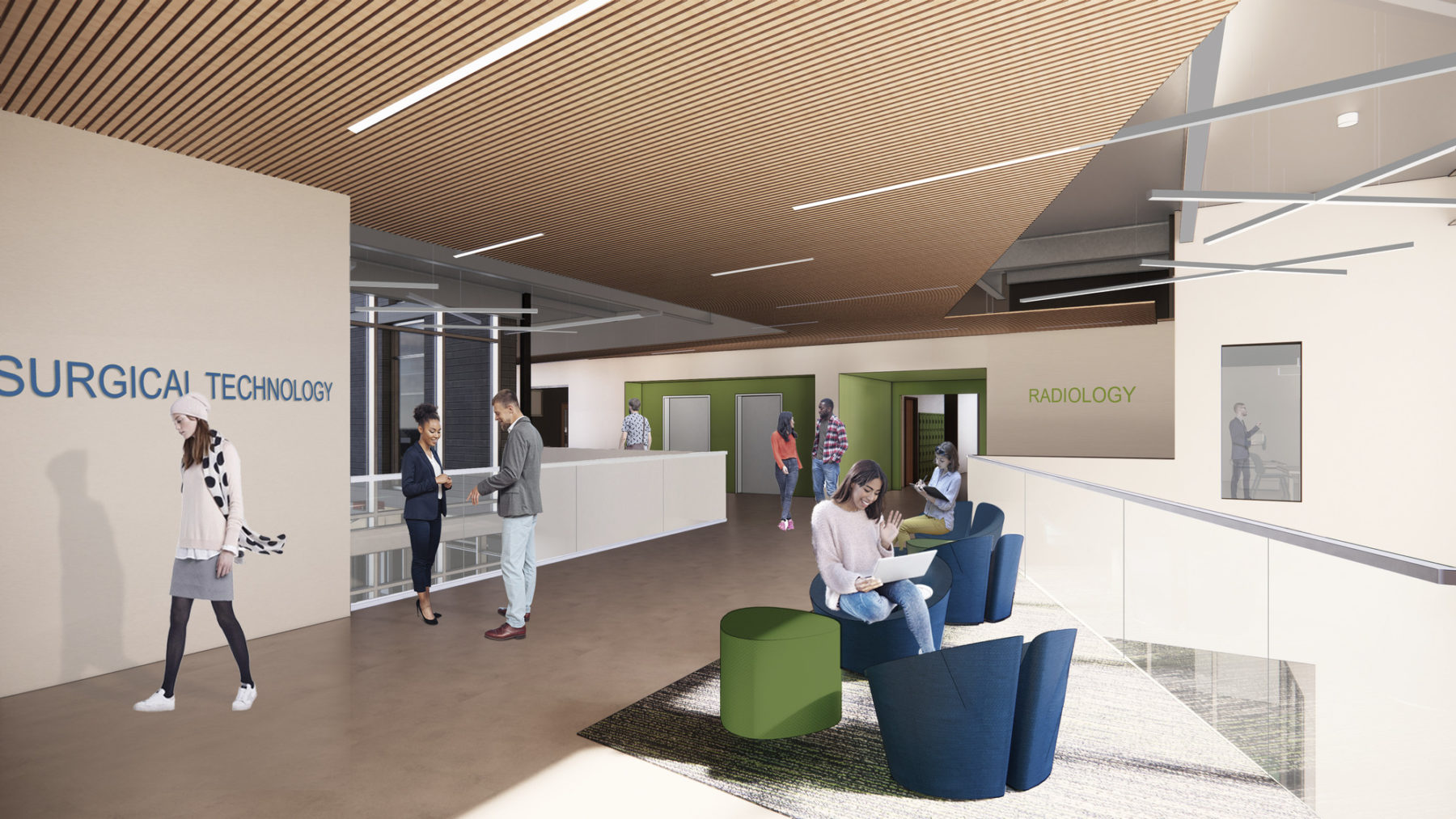 interior rendering of second floor corridor