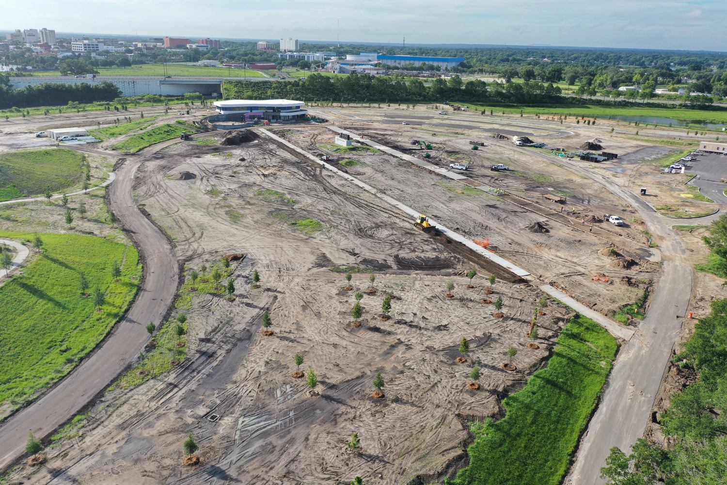 Drone image of green space under construction