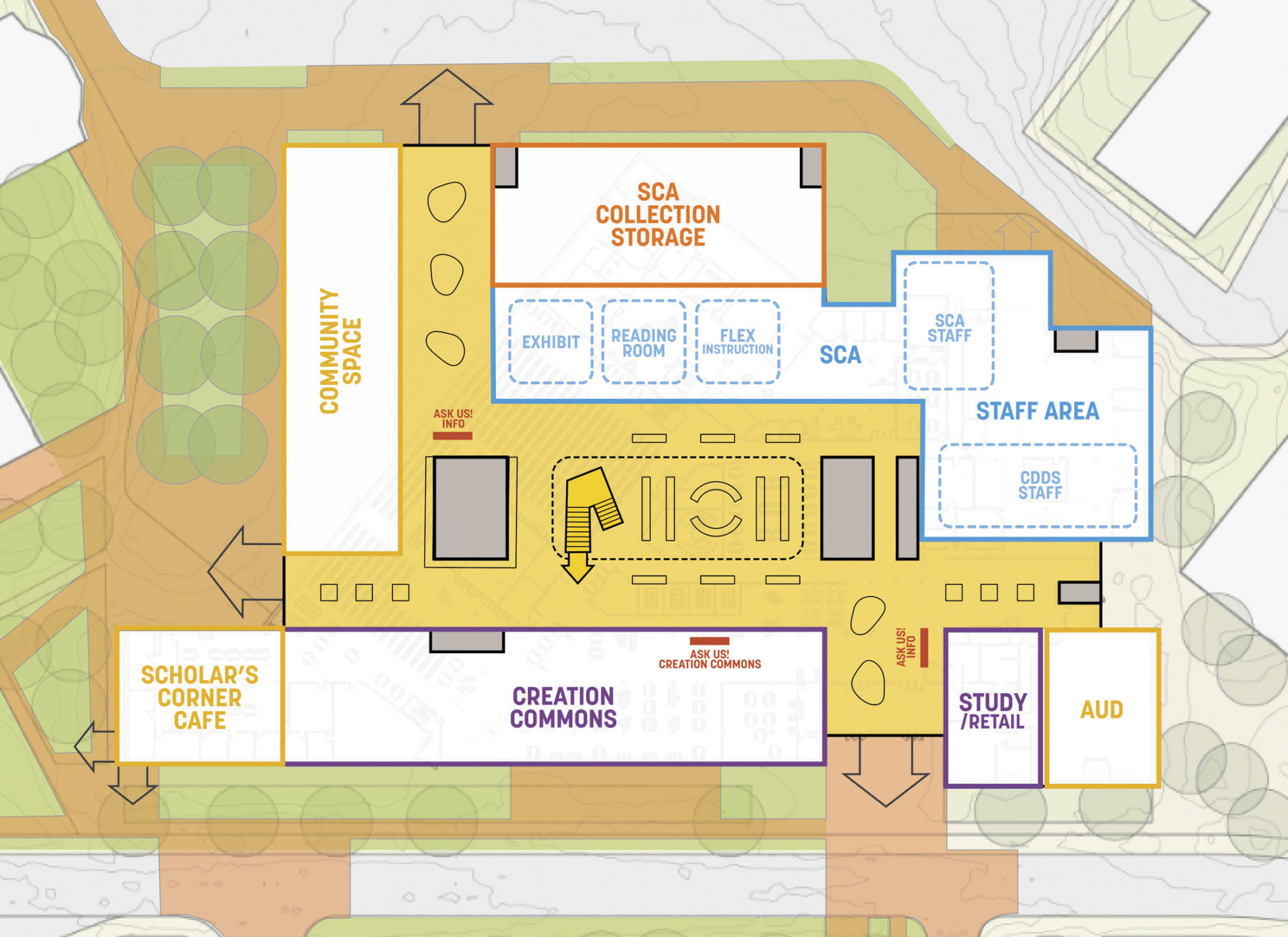 conceptual floor plan - level 1 option 1