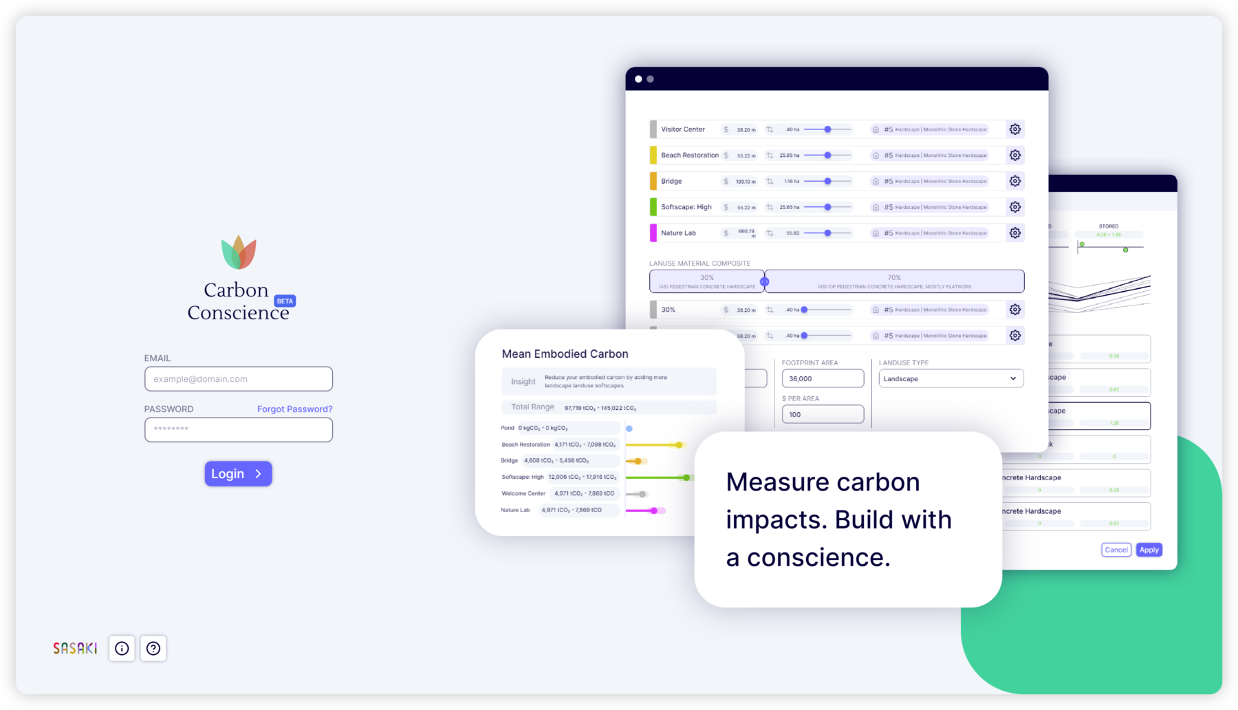 Login screen for the carbon conscience app