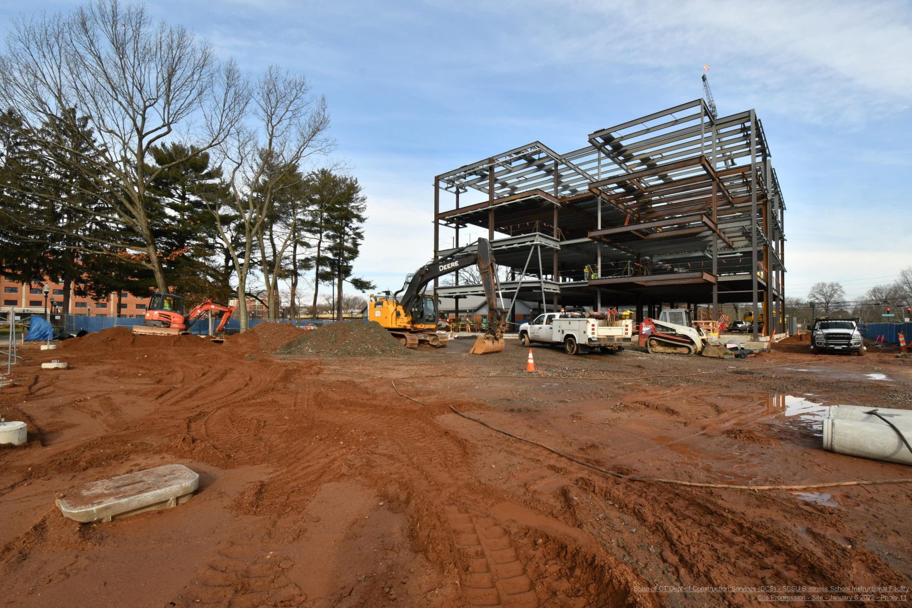 Construction image of the structure made up of steel beams