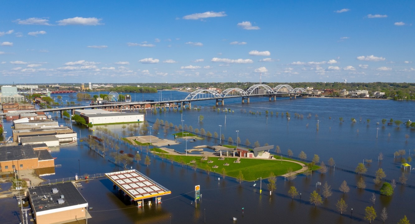 aerial photo of site - the area is flooded