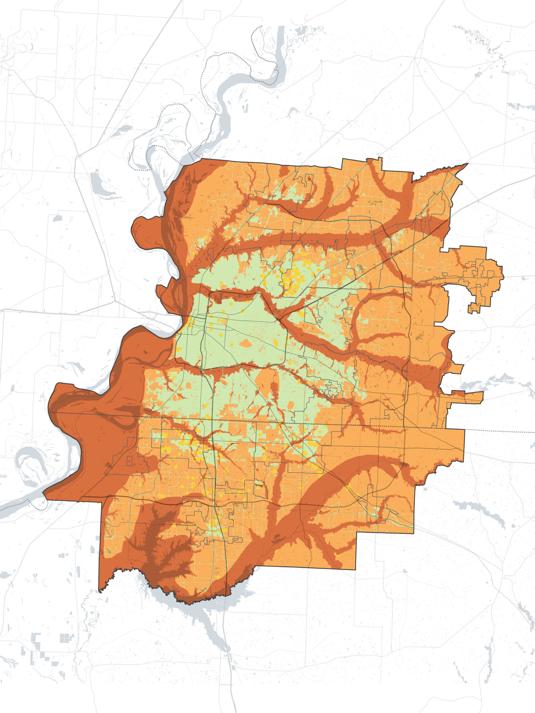 map of the region highlighting resilience attributes