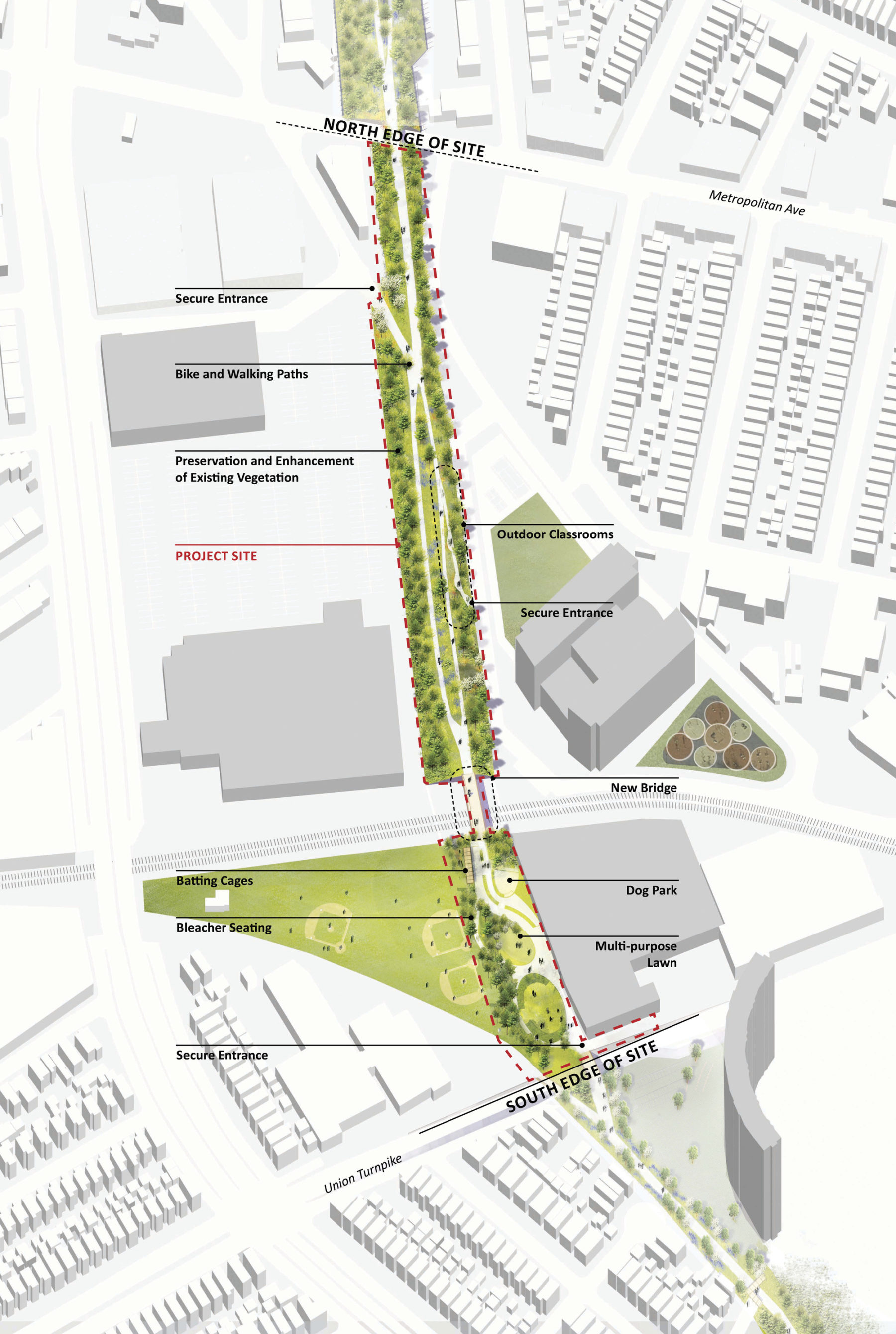 plan drawing of site annotated with site bounds