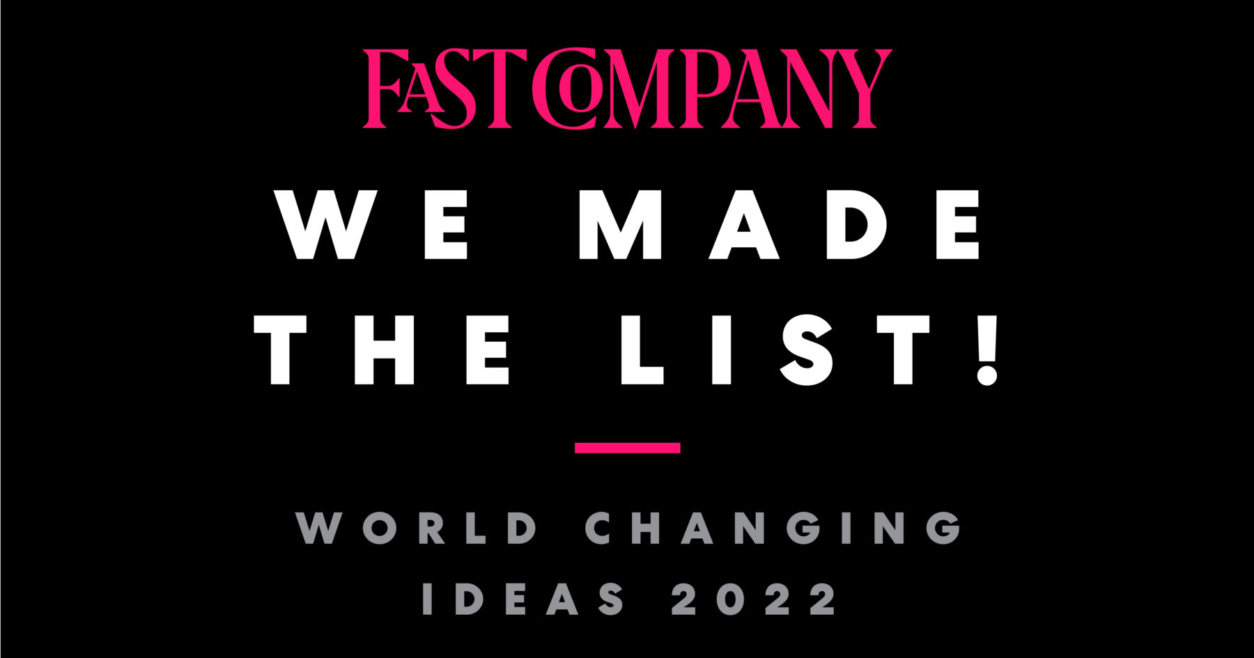 image with white and pink text on a black background that shows the Fast Company logo, says 