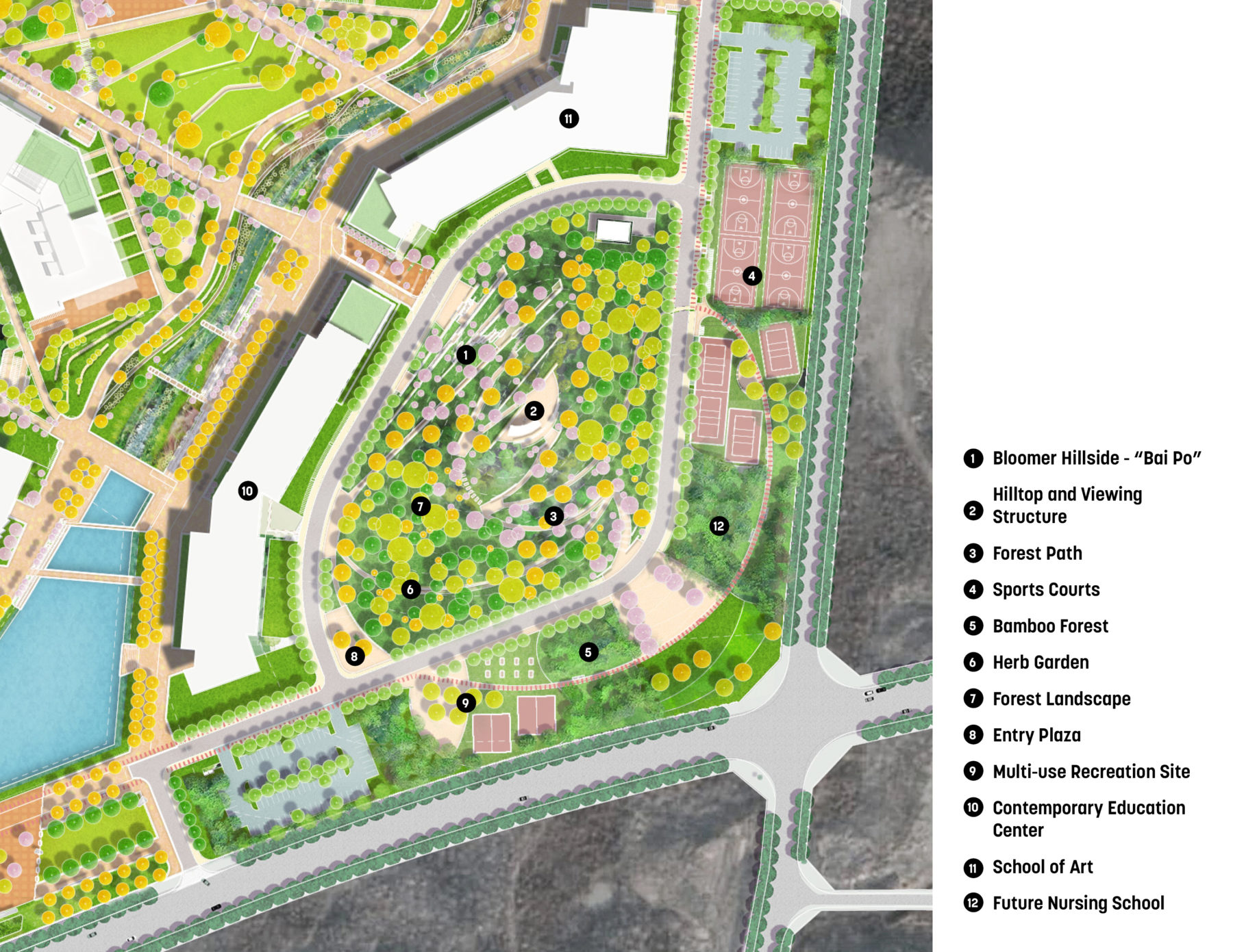 Labelled plan of the XYU campus