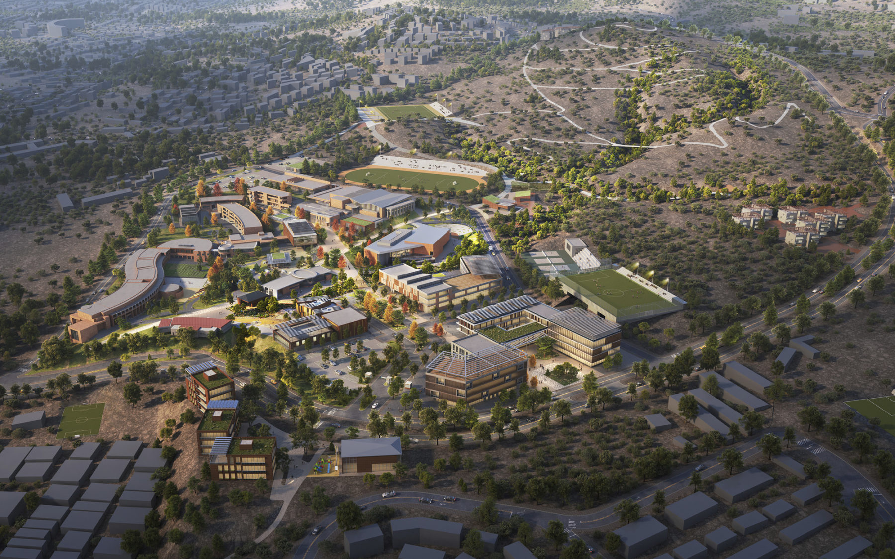 aerial rendering of campus vision